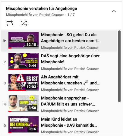 Playlist Misophonie verstehen für Angehörige